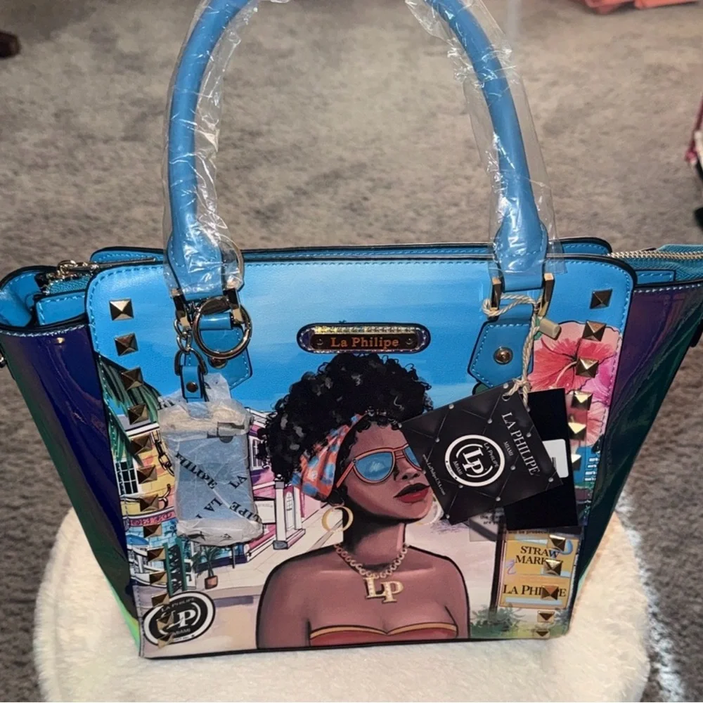 Blue Graphic Tote Bag - Picture 1 of 4